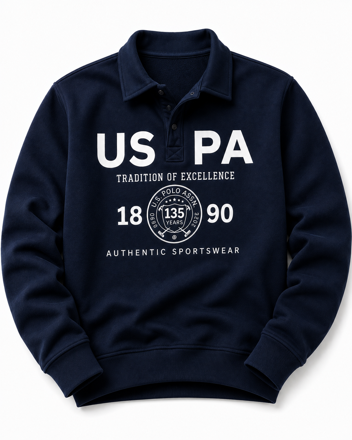 Printed Winter Polo Sweatshirt , Soft Fabric with Modern Cozy Fit