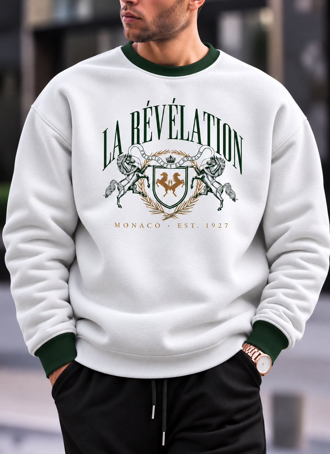 Retro Heraldic Oversize Round Fit Ringer Sweatshirt