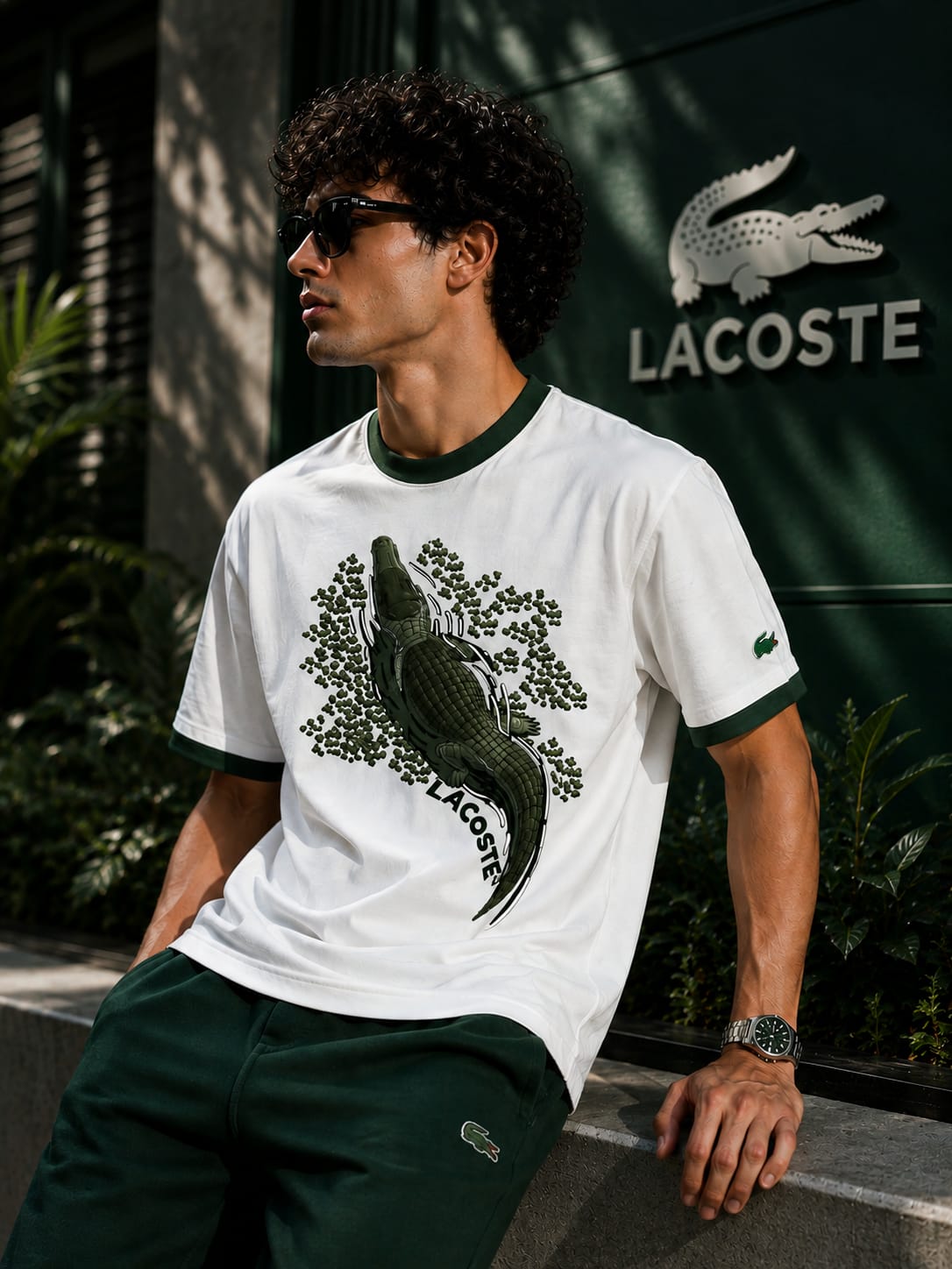 LACOSTE Regular Ringer Printed T-shirt