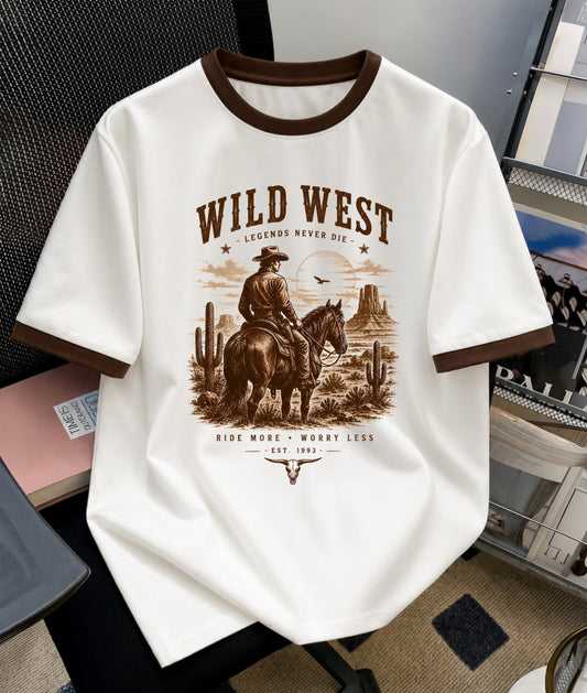 WILD WEST Regular Ringer Printed T-shirt