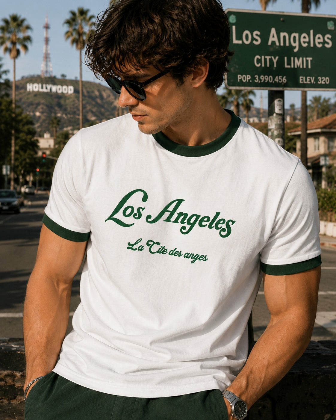 Los Angeles Regular Ringer Printed T-shirt