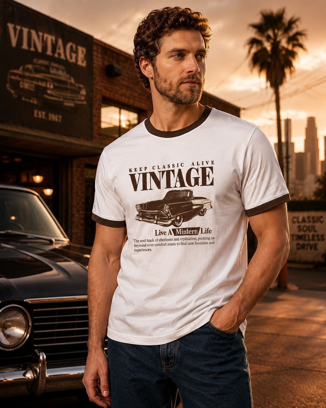 Vintage Regular Ringer Printed T-shirt
