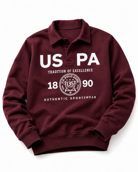 Printed Winter Polo Quarter Sweatshirt , Soft Fabric with Modern Cozy Fit