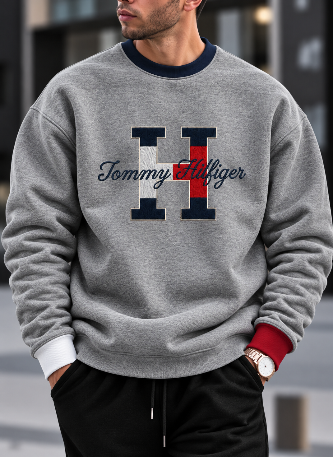 Tommy Hilfiger Oversized Round Fit Ringer Sweatshirt