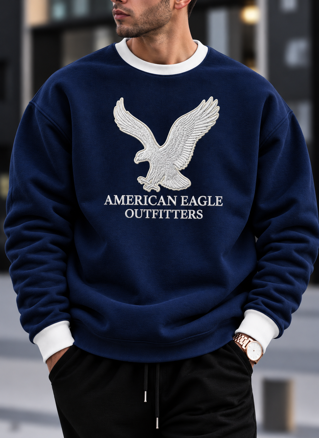 New American Eagle Oversized Ranger Round Sweatshirt